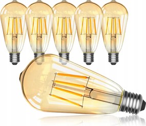 6 Db Led Filament Dekorációs Izzó 4W ST64 E27 Vintage Edison Retro