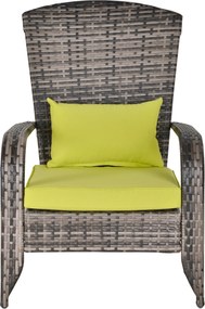 Outsunny Adirondack Kerti Szék Karfával és Párnákkal, Rattan és Acél Szék Belső és Külső Használatra, 64x80x90 cm, Zöld | Aosom