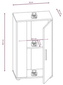 BRICK nappali szekrénysor fehér/fekete