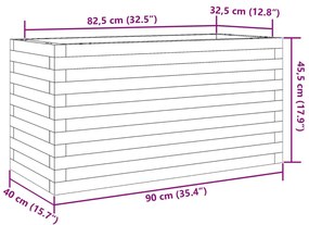 viaszbarna tömör fenyőfa kerti virágtartó 90 x 40 x 45,5 cm