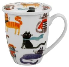 Cicás porcelán bögre tetővel fém szűrővel 360 ml
