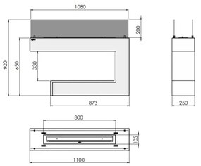 InFire BIO kandalló 110x92 cm, 3 kW, fekete