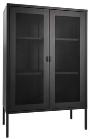 Melbourne vitrin, fekete fém, 2 hálós ajtó, 80x40x120 cm