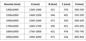 Mexen Velar L Duo, tolózuhanyajtó nyitáshoz 170 cm, 8 mm szürke üveg, króm, 871-170-003-42-01