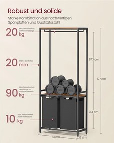 Fekete kétkamrás szennyeskosár fogas ORGANIZA