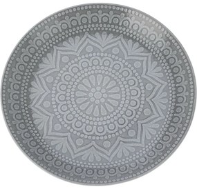 Ethnic kőagyag lapostányér, átmérő 27 cm, szürke