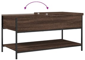 barna tölgy színű szerelt fa és fém dohányzóasztal 100x50x50 cm