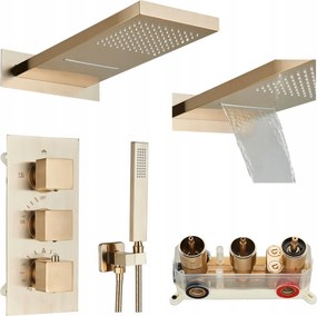 Zuhanyszett Falsík alatti Fürdőszoba Termosztát Esőztető Doboz Arany