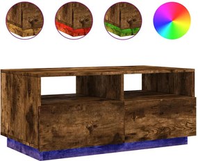 vidaXL füstös tölgy színű dohányzóasztal LED-lámpákkal 90x49x40 cm