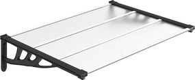 vidaXL fekete és átlátszó polikarbonát ajtóelőtető 122 x 90 cm