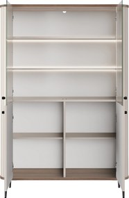 Vesper négyajtós vitrin 103 cm - kasmír / dió / fekete lábak