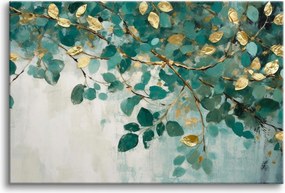 Vászonkép falikép hálószoba levelek gallyak arany 80x120cm