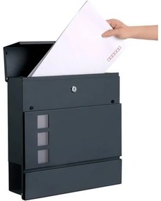 Modern postaláda újságtartóval 37x10,5x37 cm, antracitszürke