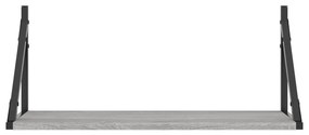 2 db szürke sonoma színű szerelt fa fali polc 60 x 25 x 25,5 cm