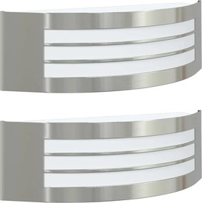 vidaXL Kültéri Fali Lámpa 2 pcs Ezüst 32 x 10 x 10 cm