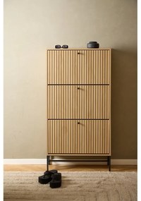 Natúr színű billenő ajtós cipőtartó tölgyfa dekorral 72x140x25 cm Albany – Actona