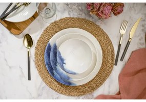 24 darabos, fehér/kék porcelán étkészlet