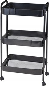 Fürdőszobai konyhabútor Mobil Könyvespolc fekete 3 polc 72 cm Kerekekkel