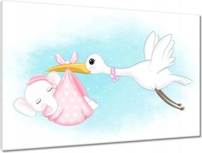 Vászonkép 90x60 Gólya és elefánt A gólya babát hoz