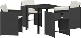 vidaXL Kert étkező szett 5 pcs Fekete polirattan
