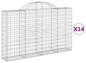 14 db íves horganyzott vas gabion kosár 200x30x120/140 cm