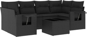 vidaXL 7 részes fekete polyrattan kerti ülőgarnitúra párnával