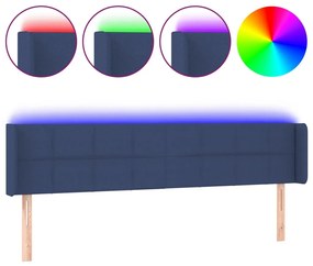 kék szövet LED-es fejtámla 183 x 16 x 78/88 cm