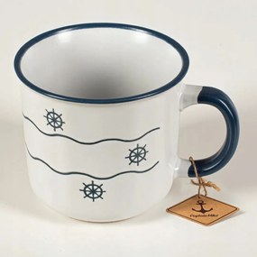 Kerámia bögre fehér, kormánykerék motívummal 400 ml