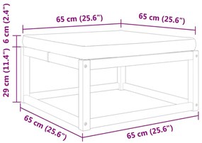 vidaXL tömör akácfa kerti lábzsámoly párnával 65 x 65 x 29 cm