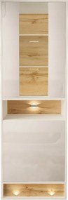 Visionary vitrin 60 cm fehér fényes wotan tölgy Led világítással