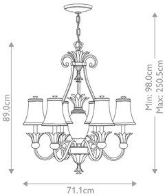 Hinkley HK-PLANT7-PL - Csillár láncon PLANTATION 7xE14/40W/230V ezüst