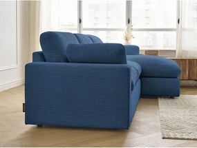 Kék kordbársony sarokkanapé Belair – Bobochic Paris