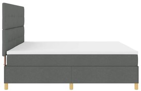 Boxspring Ágy Matrac &amp; LED Sötétszürke 200x200 cm Szövet
