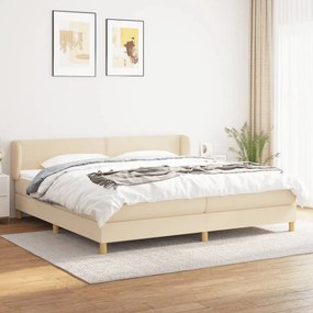 krémszínű szövet rugós ágy matraccal 200 x 200 cm