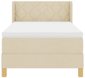 Boxspring Ágy Matrac Kosár Krém 90 x 200 cm, Szövet.