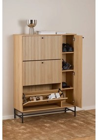 Natúr színű billenő ajtós cipőtartó tölgyfa dekorral 99x140x35 cm Albany – Actona