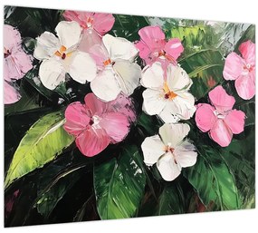 Kép - Rózsaszín és fehér virágok (70x50 cm)