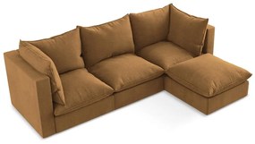 Terrakotta színű sarokkanapé (jobb oldali-heverő résszel) Manao – Makamii