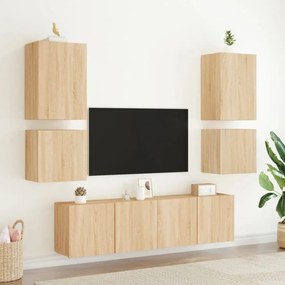 2 db sonoma tölgy szerelt fa fali TV-szekrény 40,5 x 30 x 40 cm