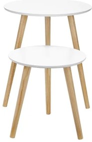 SERA 2 darabos oldalsó asztal szett, fehér/barna