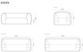 Krémszínű buklé kanapé 210 cm Essen – Cosmopolitan Design