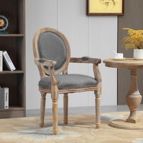 HOMCOM Louis XVI Stílusú Patinázott Rózsafás Szürke Vászon Étkezőszék | Aosom