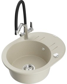 Mexen Kevin egymedencés gránit mosogató Duo konyhai csapteleppel, bézs - 6517-69-671701-07