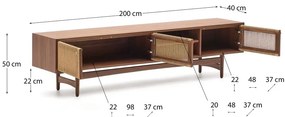 Barna TV-állvány diófa dekorral 200x50 cm Elan – Kave Home