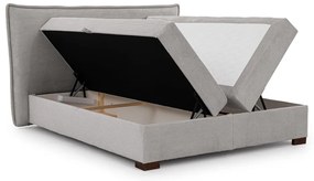 Világosszürke ágyneműtartós boxspring ágy 160x200 cm Lysa – Ropez