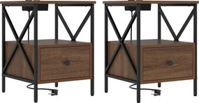 vidaXL Éjjeliszekrény 2 pcs Barna Tölgy 41,5 x 40,5 x 55 cm Faanyag