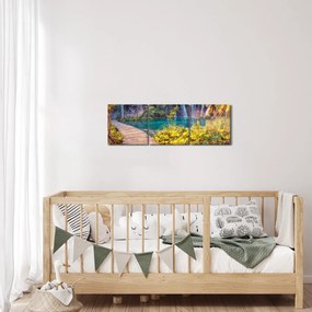 Kép - Plitvicei-tavak, Horvátország (órával) (90x30 cm)