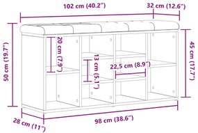 Tároló Pad Fekete Tölgy 100x30x48 cm Műszaki Fa