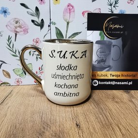 Elegáns bögre "s.u.k.a." aranyos mosolygós... 330 Rózsaszín