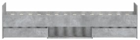 betonszürke ágykeret fej- és lábtámlával 100 x 200 cm